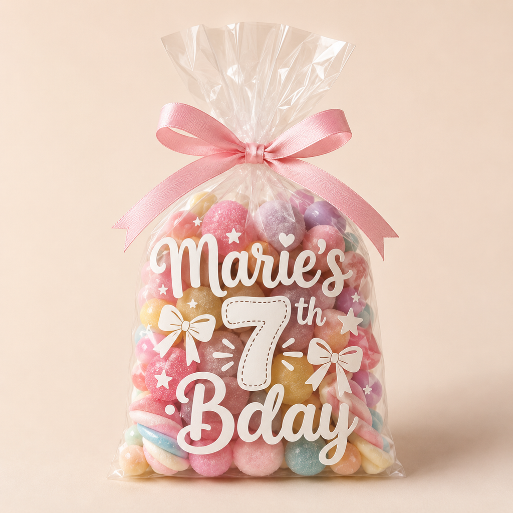 Personalised cellophane bags for kids birthday