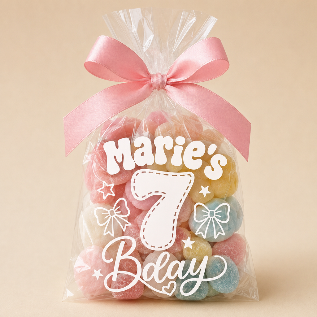Personalised cellophane bags for kids birthday