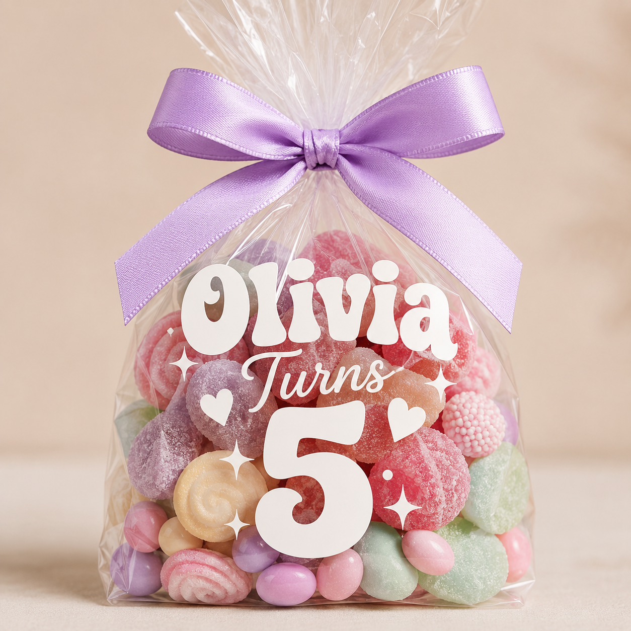 Personalised cellophane bags for kids birthday