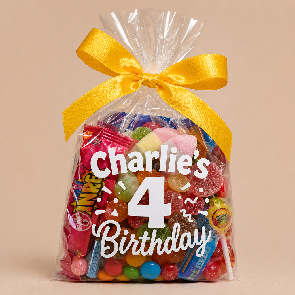 Personalised cellophane bags for kids birthday