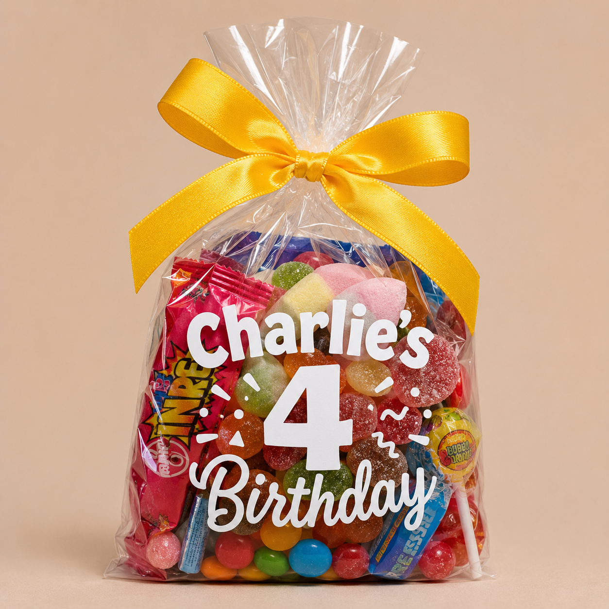Personalised cellophane bags for kids birthday
