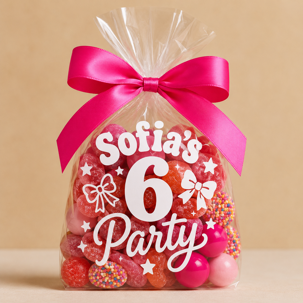 Personalised cellophane bags for kids birthday