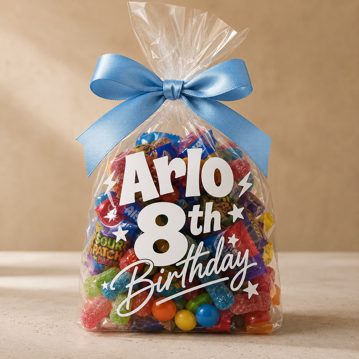 Personalised cellophane bags for kids birthday
