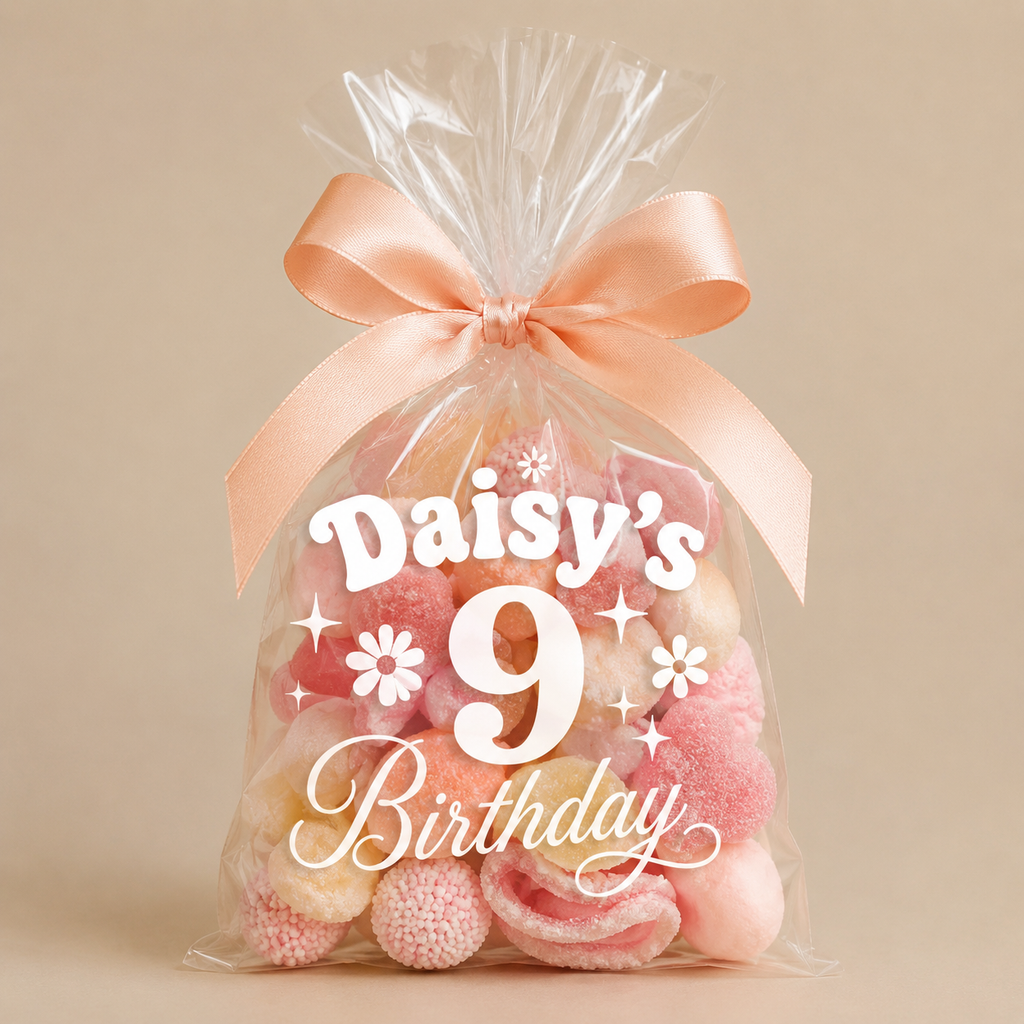 Personalised cellophane bags for kids birthday