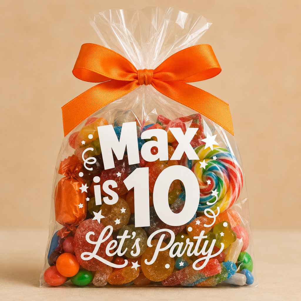 Personalised cellophane bags for kids birthday