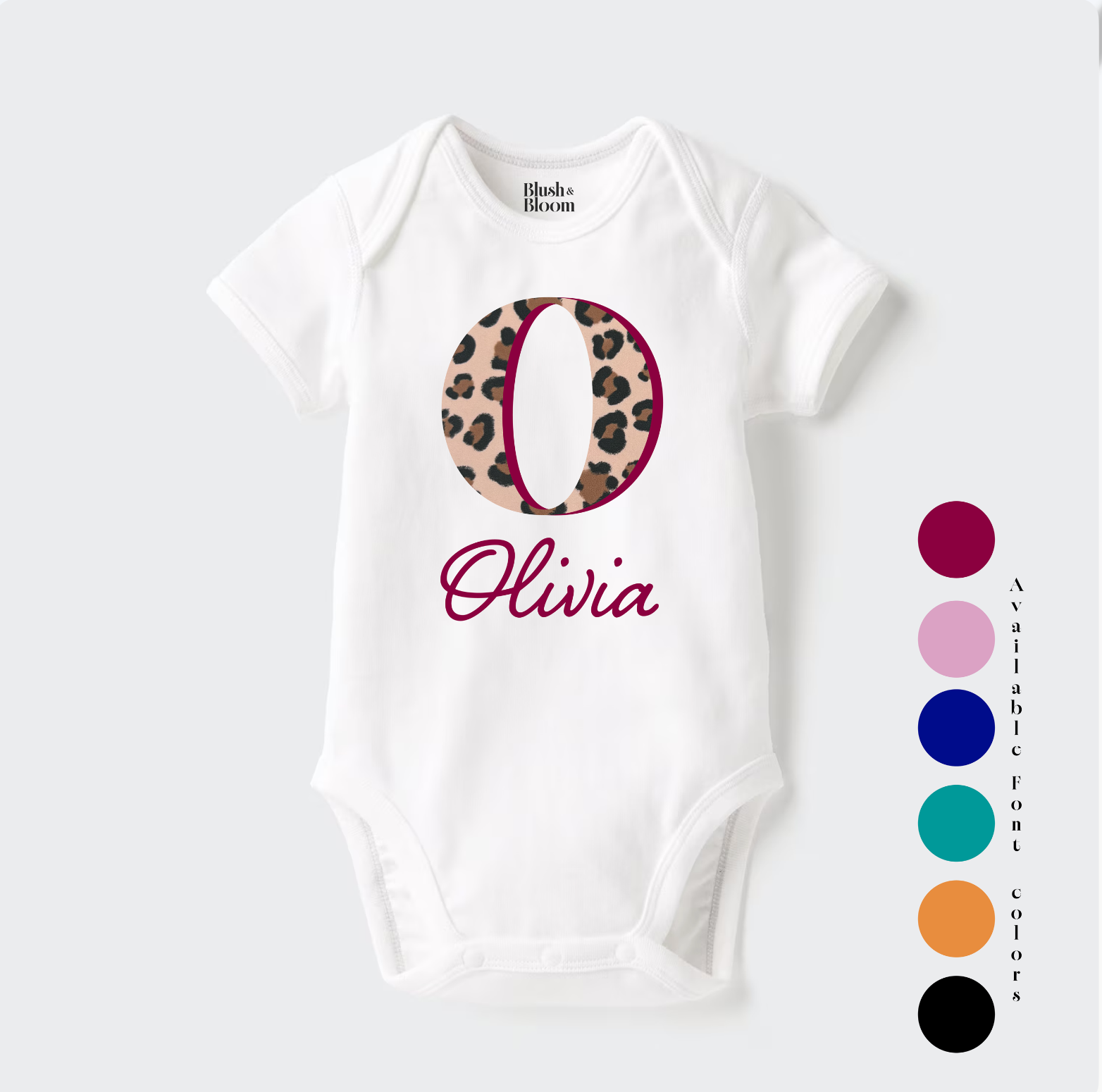 Personalised Animal Print Letter Baby bodysuit