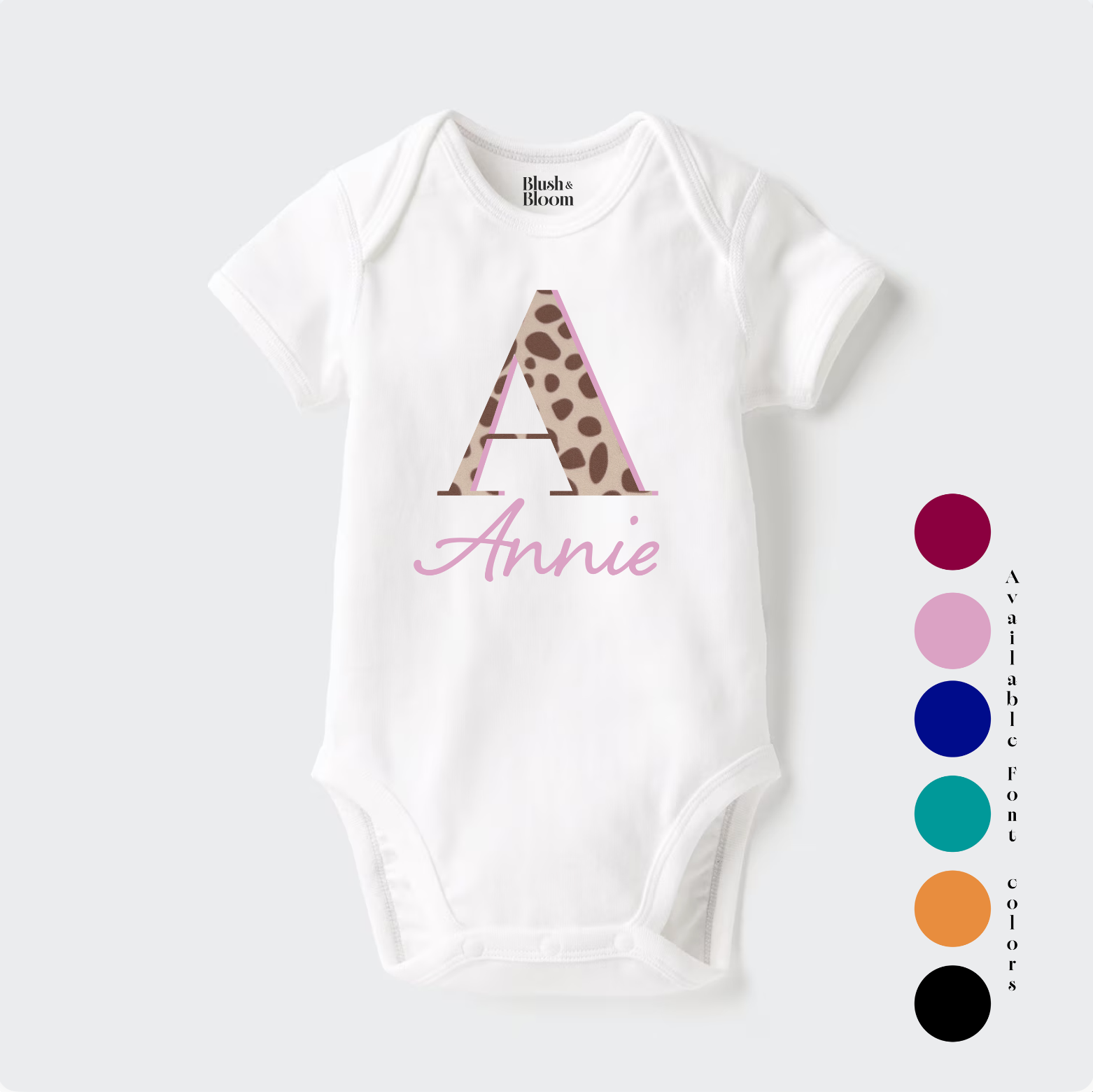 Personalised Giraffe Print Letter Baby bodysuit
