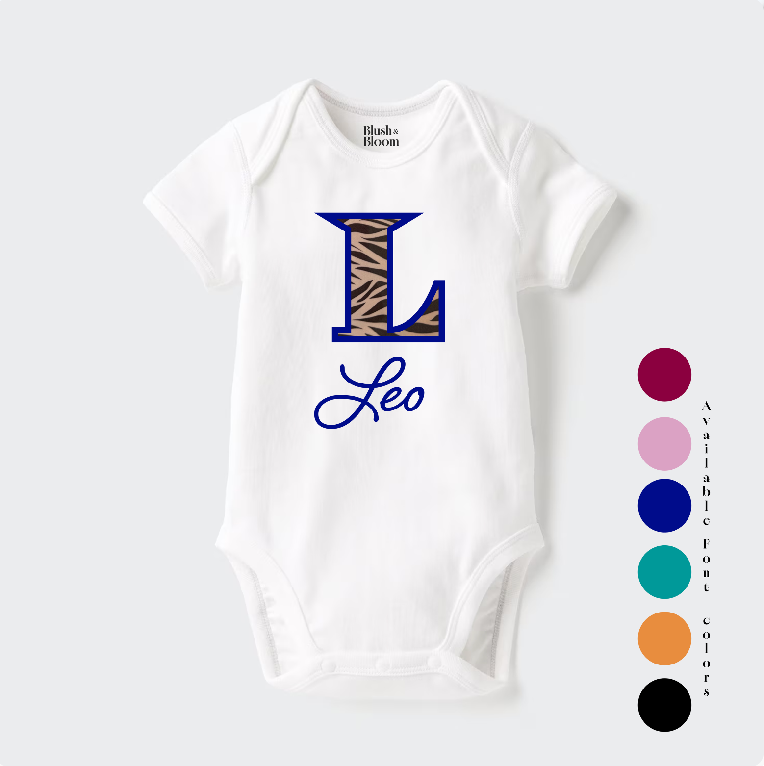 Personalised Leopard Print Letter Baby bodysuit